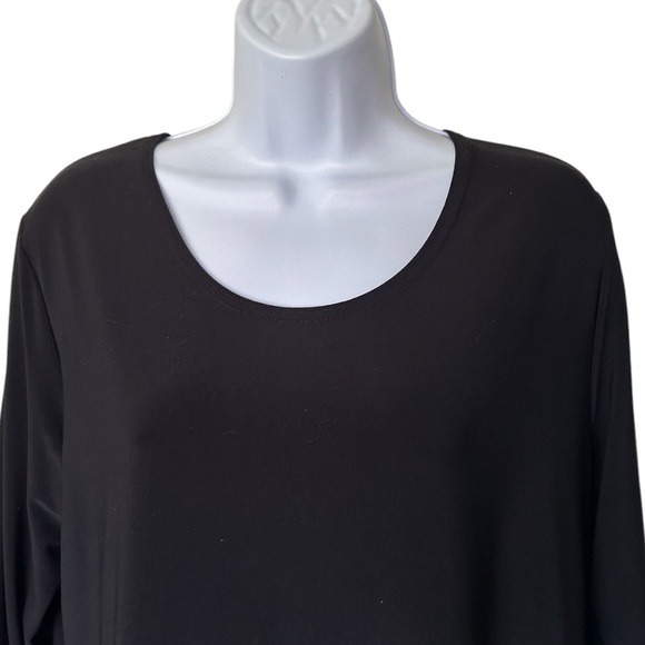 Sympli black top tunic scoop neck 3/4 sleeve ties at hem excellent Size 12 - Picture 3 of 8